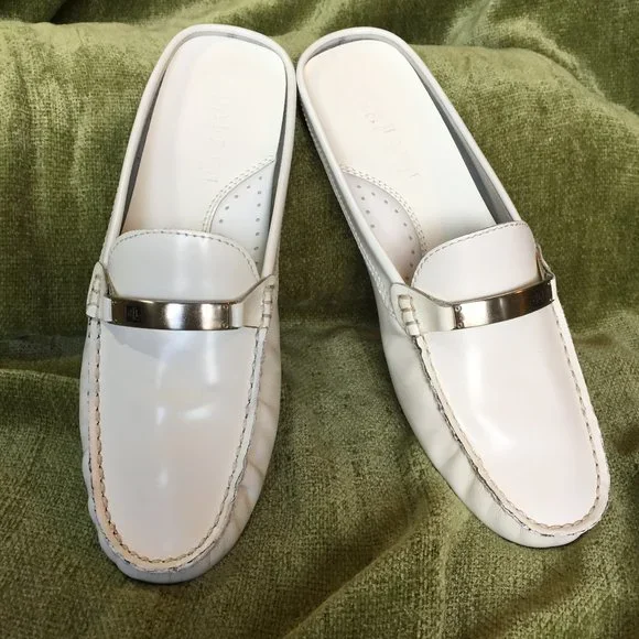 Ralph Lauren White Leather Mindy Mule/Slide - Picture 9 of 16
